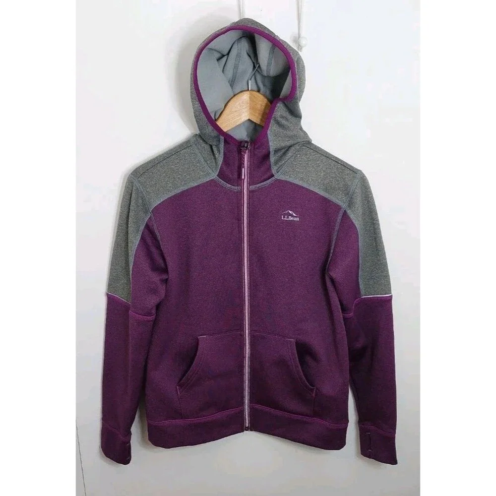 L.L. Bean Youth Size Large 14-16 Kids Jacket Zip Up Purple Gray Hooded